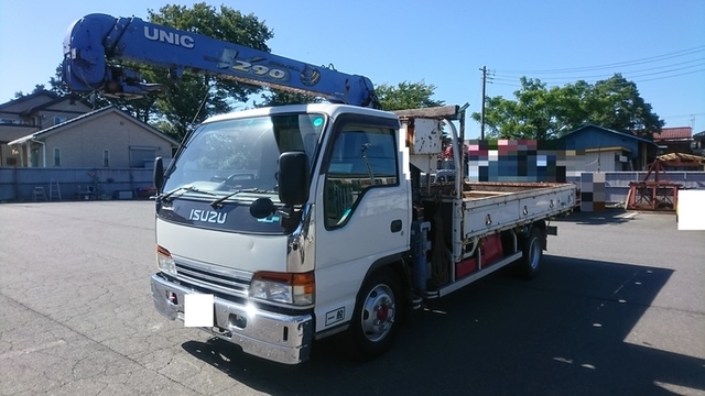 Isuzu elf Small Crane equipped trucks KK-NPR72PR(1945) 2枚目