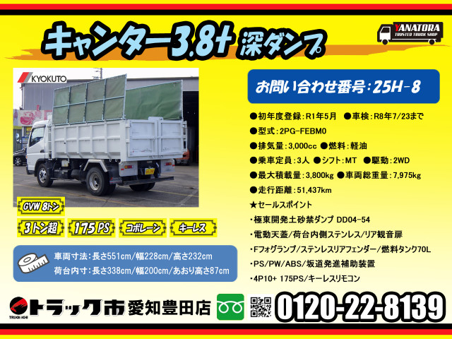 三菱ふそう キャンター 小型 土砂ダンプ 2PG-FEBM0(94711) 2枚目
