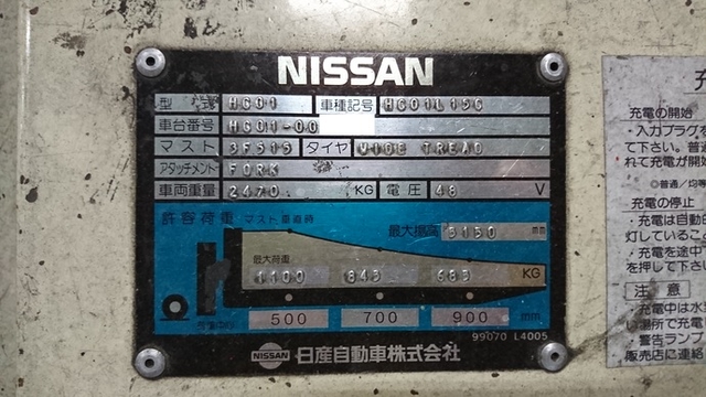 ニッサン その他・不明 フォークリフト HC01(2215) 9枚目